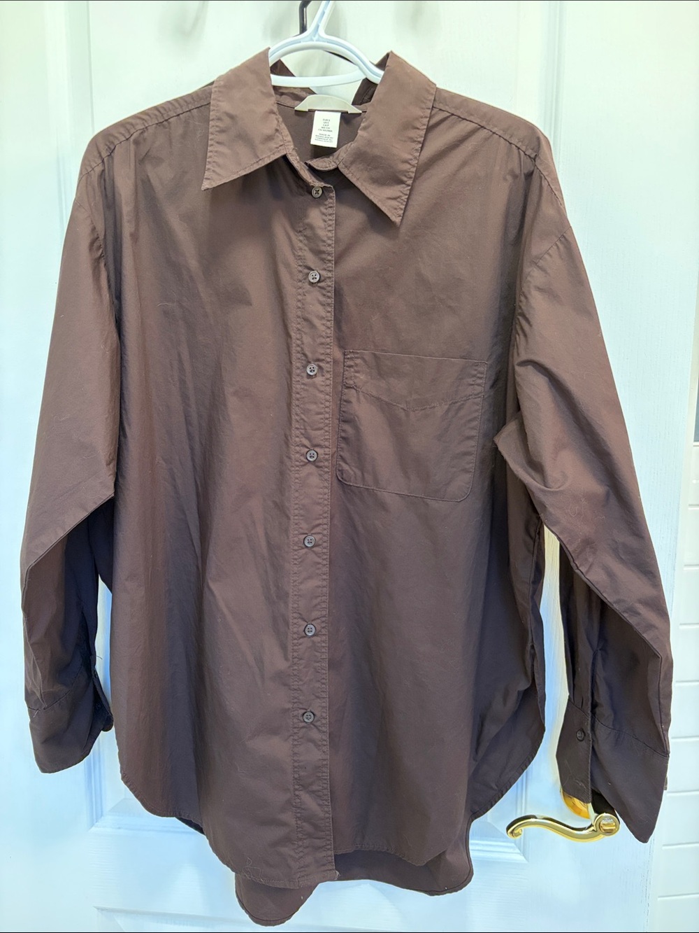 H&M Women’s Brown Long-Sleeve Oversized Blouse.